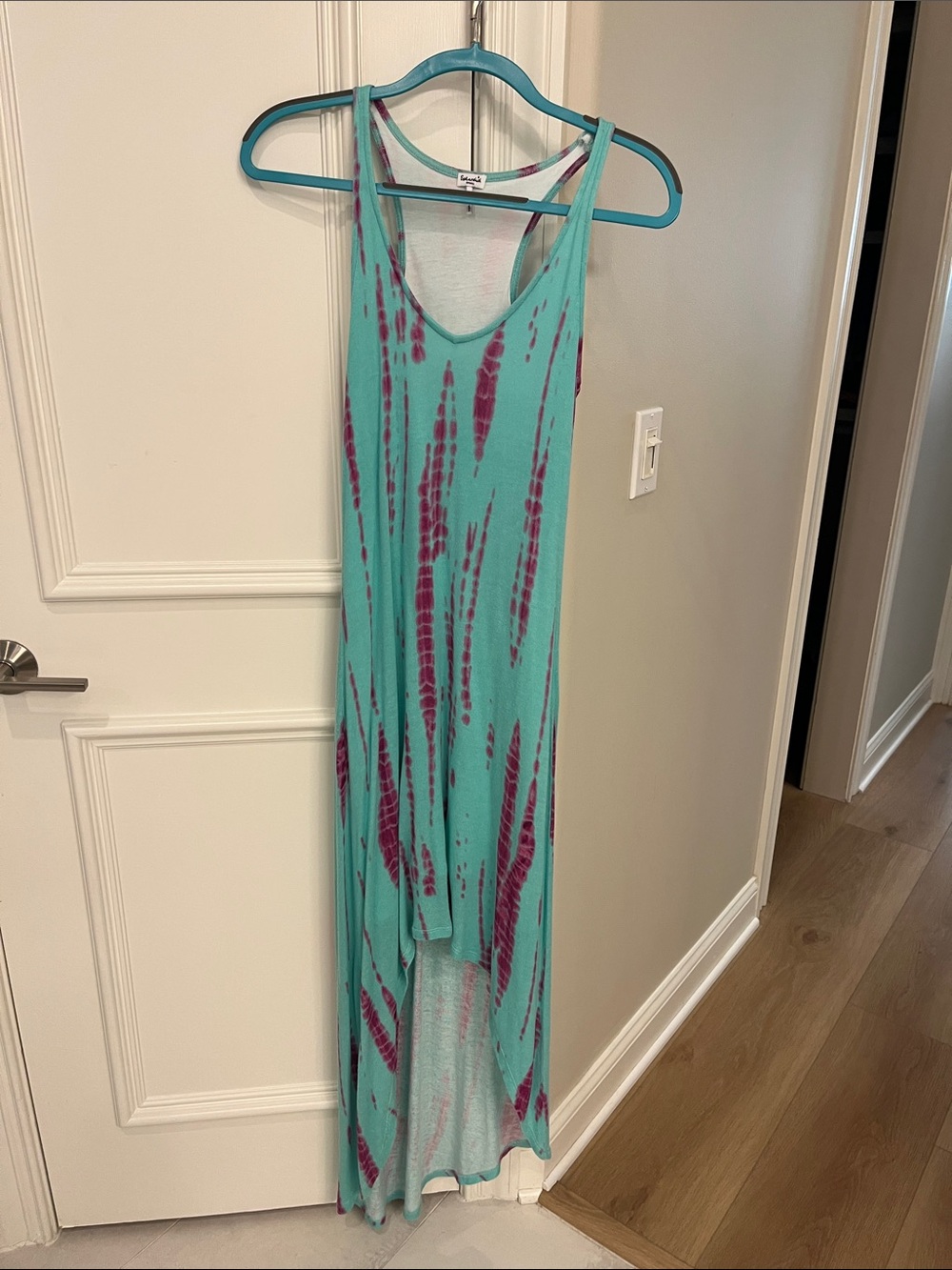 Splendid Turquoise and Magenta Tie-Dye Tank Dress
